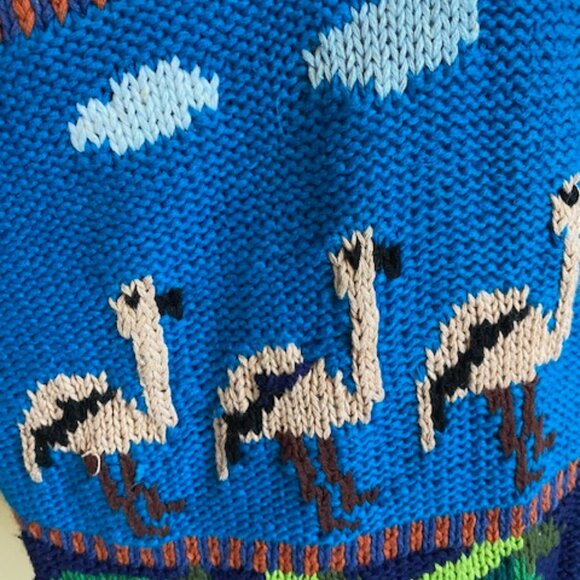 Vintage 80s Hand Knit Animal Cardigan Sweater by 20 Ans by Mariea Kim Size Large - Picture 7 of 10